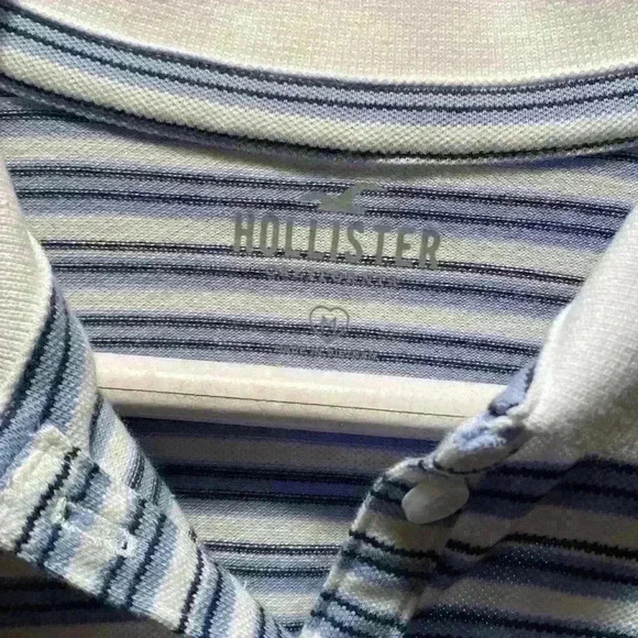 Hollister size medium blue and white stripe crop polo. - Picture 2 of 4